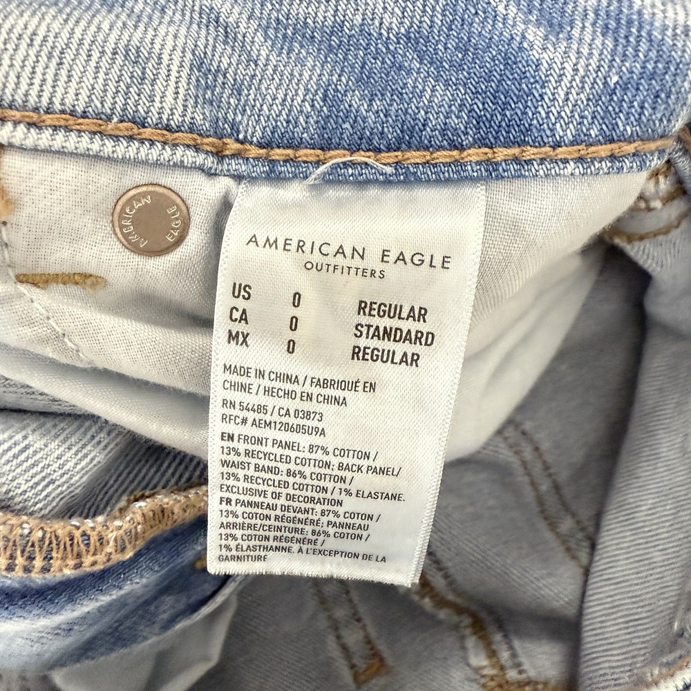American Eagle Mom Jeans Stretch Light Wash Tapered Women's Size 0 - Picture 14 of 15